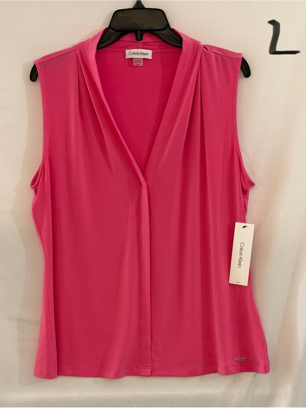 Calvin Klein Bright Pink Sleeveless V-Neck Draped Camisole